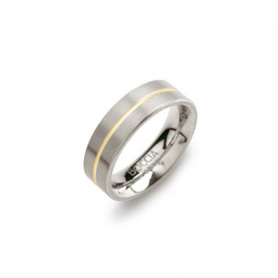 Boccia Titanium Ring met Geelgoud Vergulde Streep