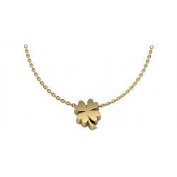 14K Geelgouden Ankercollier met Klavertje-4 - lengte 42cm