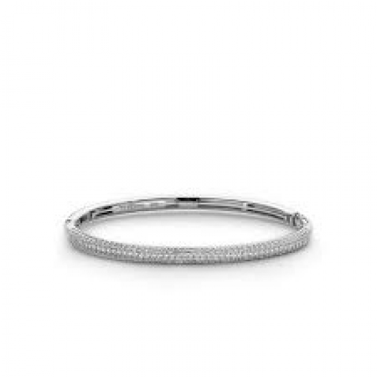 TSM Zilver Gerhodineerde Armband met Zirkonia in Vergulde Chaton