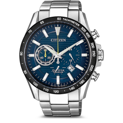 Super Titanium Eco-Drive Herenhorloge met Chronograaf, Blauwe Wijzerplaat