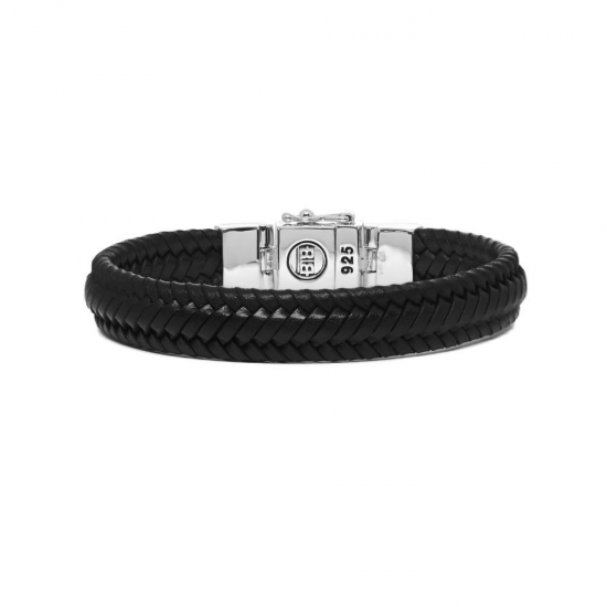 BtB Edwin Small Zwart Leren Armband - maat E