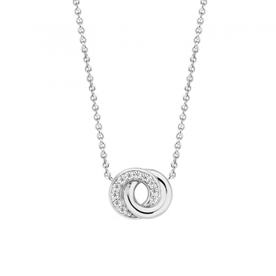 TSM Vriendschapscollier in Gerhodineerd Zilver met Pave-Zirkonia-Zetting  42cm  - 3915ZI/42