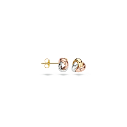 14k Tri-color Oorknoppen 'Knoop' - 8mm