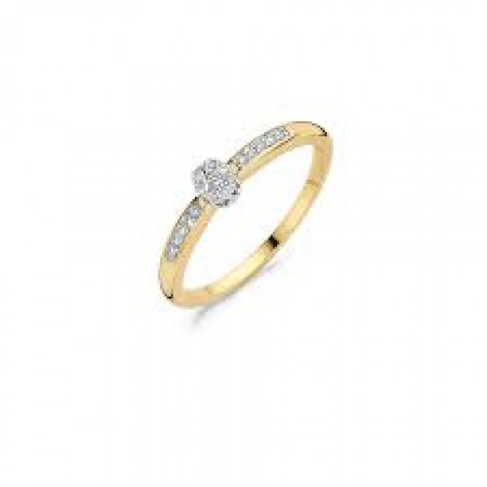 14K Geelgouden Diamanten Ring - 0,12crt - maat 54