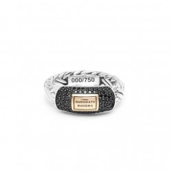 BtB Katja XS Black Spinel Limited Edition Ring in Zilver met 14K Goud - maat 18