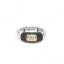 BtB Katja XS Black Spinel Limited Ring in Zilver met Goud - maat 19