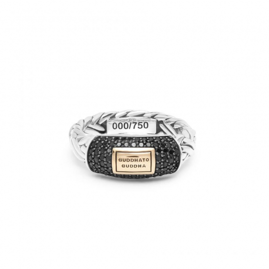 BtB Katja XS Black Spinel Limited Ring in Zilver met Goud - maat 19