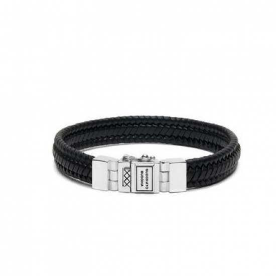 BtB Edwin Small Zwart Leren Armband - maat G