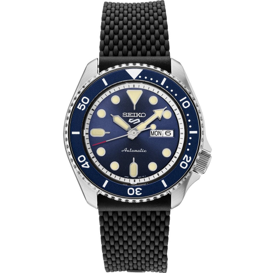 Seiko 5 Sports Automatic met zwarte siliconenband