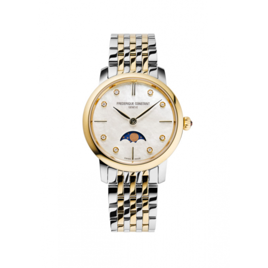 FC Slimline Ladies Moonphase, bi-color bracelet-horloge met maanstand