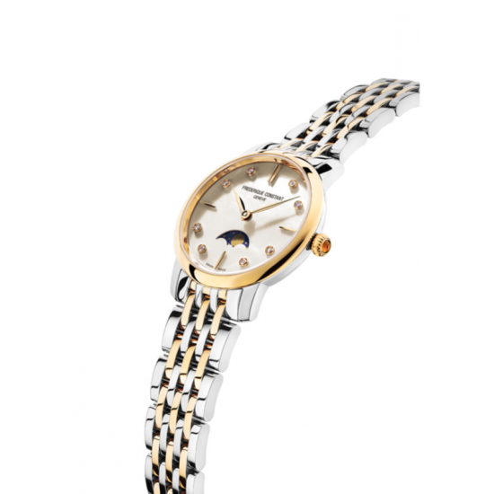 FC Slimline Ladies Moonphase, bi-color bracelet-horloge met maanstand