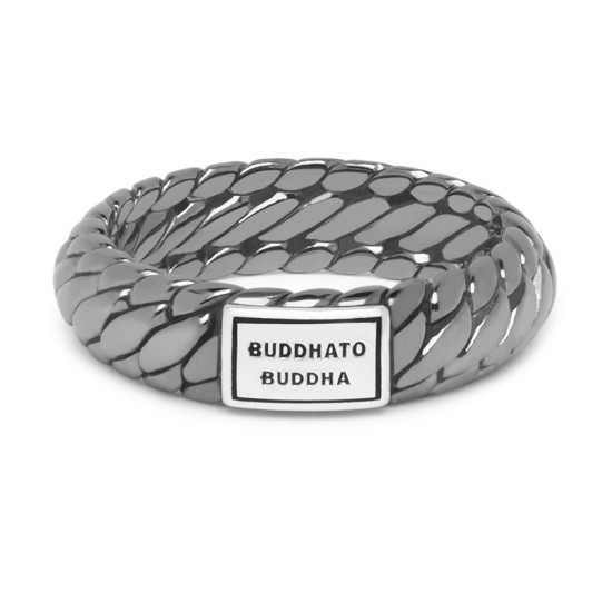 BtB Zwart Gerhodineerde Zilveren  Ben XS Ring  - maat 16