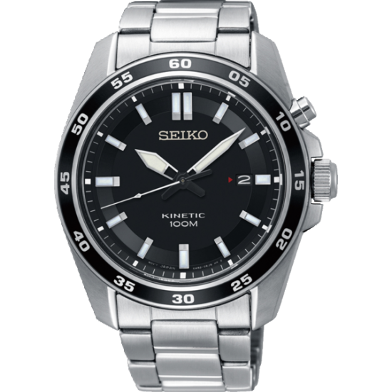 Seiko Kinetic Herenhorloge met Zwarte Wijzerplaat -  100m waterresistant