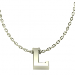 Witgouden AnkerCollier met Letter L - 42cm