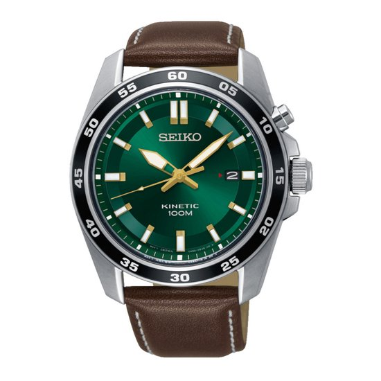 Seiko Kinetic Herenhorloge met groene wijzerplaat