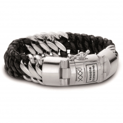 BtB Ben Mix Silver/Leather Bracelet Black