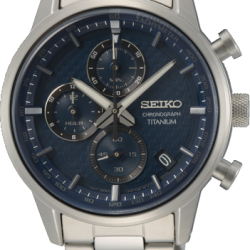 Seiko Heren Chrono Titanium met Blauwe Wijzerplaat