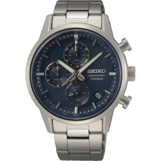 Seiko Heren Chrono Titanium met Blauwe Wijzerplaat