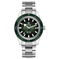 Rado Captain Cook in zilverkleurig staal/groene uitvoering - XL/42mm