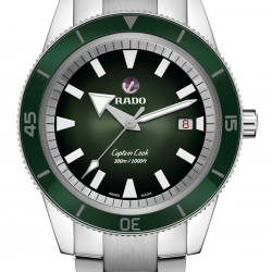 Rado Captain Cook in zilverkleurig staal/groene uitvoering - XL/42mm