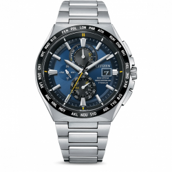 Titanium Radio-Controlled Eco-Drive Herenhorloge met Blauwe Wijzerplaat