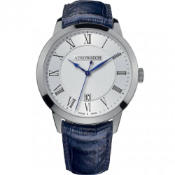 Aero Quartz Horloge met Blauw Leren Band, Grandes Classiques Collection, 42cm