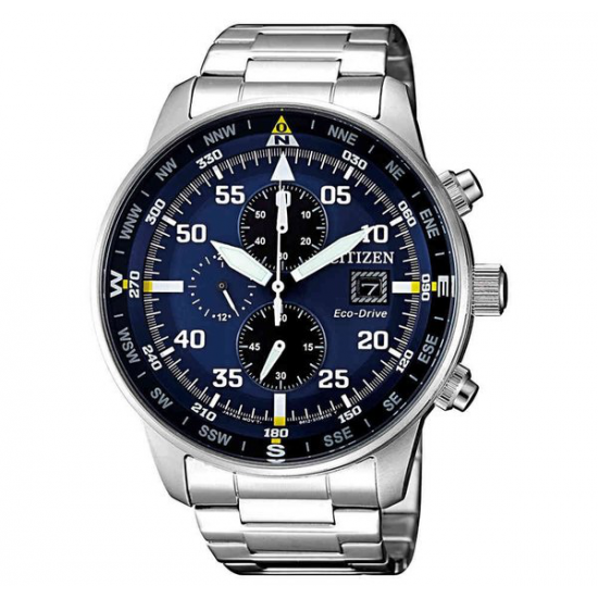 Eco Drive Chronograaf met Blauwe Wijzerplaat