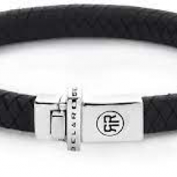 R&R Armband in Leer Small Braided Black - maat M