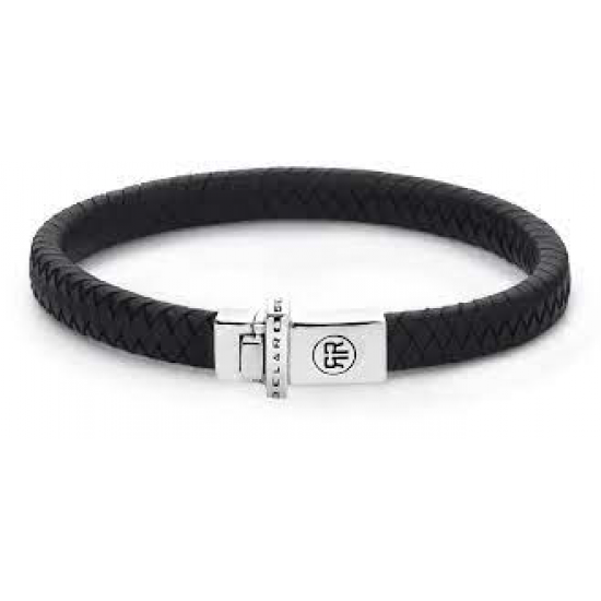 R&R Armband in Leer Small Braided Black - maat M