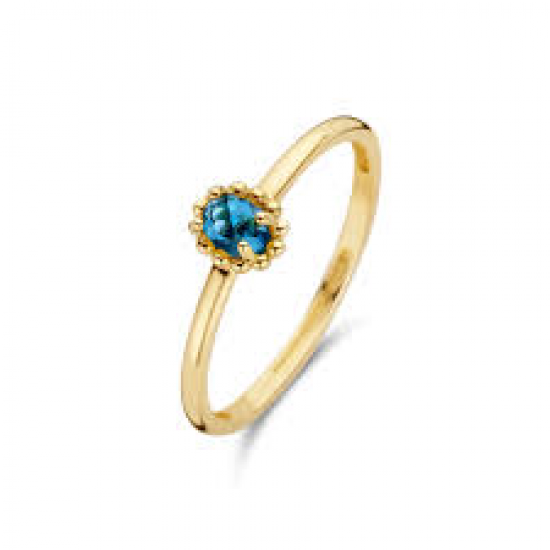 14K Geelgouden Ring met Blauwe Topaas