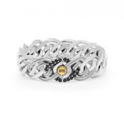 Nathalie small Black Spinel Limited Bracelet Silver Gold maat D