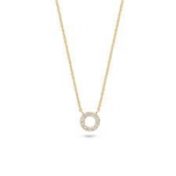 14K Geelgouden Zirkonia Cirkel Hanger aan Collier