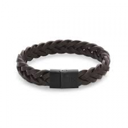 R&R Full Metal Braided Brown Black Armband  - maat M