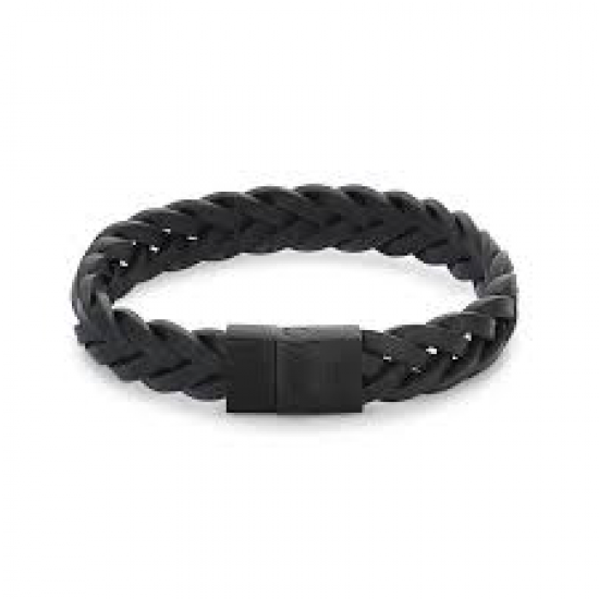 R&R Full Metal Braided Black Black Armband  - maat M