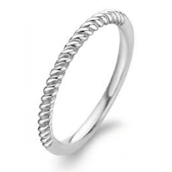 TSM Zilver Gerhodineerde Getwiste Ring - maat 54