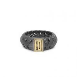 BtB Ring Ben Small Black Rhodium met 14K Logo- maat 21