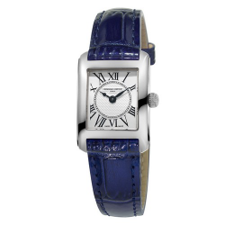 FC Carree Dameshorloge in Zilver met Blauwe Lakleren Band