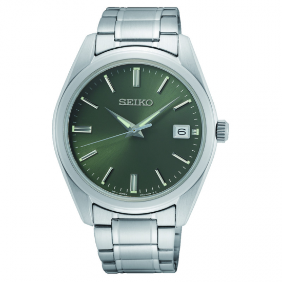 Edelstaal Quartz Herenhorloge met Groene Wijzerplaat