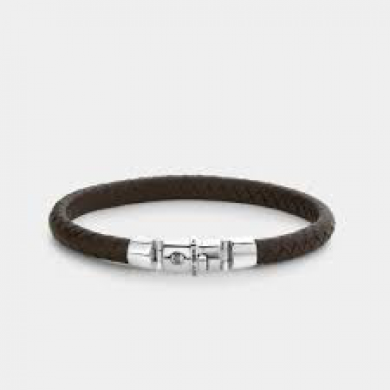 R&R Half Round Braided Brown Armband - maat S