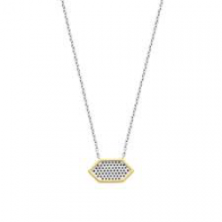 TSM Zilver/Verguld Collier &#39;Hexagon&#39; met Zirkonia - 42cm