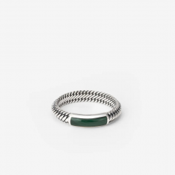 BtB Ben Mini Gemstone Ring Silver Malachite - maat 17