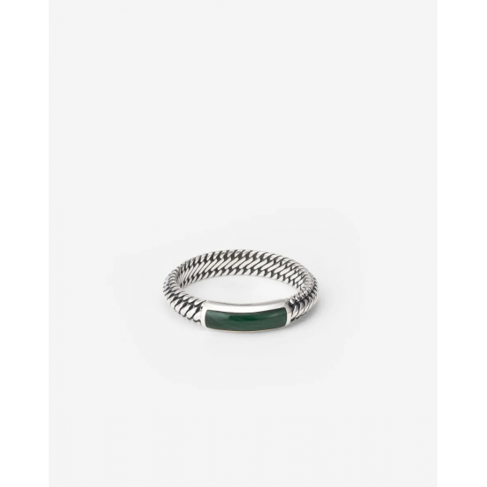 BtB Ben Mini Gemstone Ring Silver Malachite - maat 17