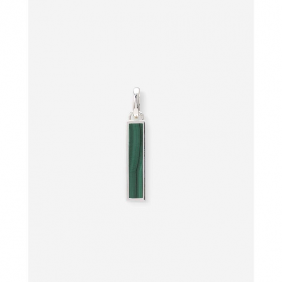 BtB Ben Mini Gemstone Pendant Silver Malachite