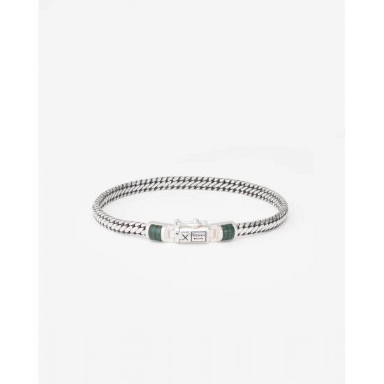 BtB Mini Gemstone Bracelet Silver Malachite - maat D