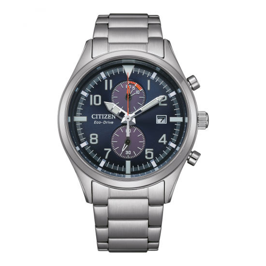 Citizen Eco-Drive Chronograaf, Staal/Blauw