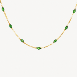 14K Geelgouden Collier met Heldergroene Resin