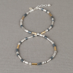 JJ Zilveren Collier met oxy/wit buisjes -42cm