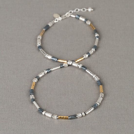 JJ Zilveren Collier met oxy/wit buisjes -42cm