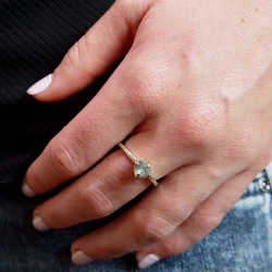 JJ Ring Zilver + 9K + Labradoriet Roosje - mt 54