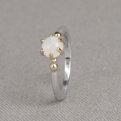 JJ Ring in Zilver + 9K + Maansteen Roosje - mt 54